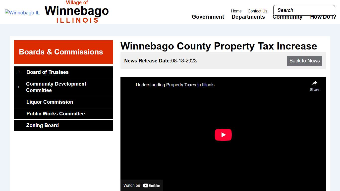 Winnebago County Property Tax Increase Winnebago IL